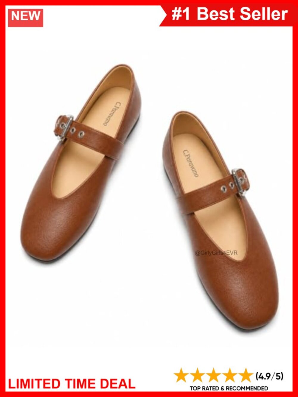 Mary Jane Flats Round Toe Ballet Slip On Shoes Lambskin Insole